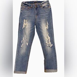 Twentyone Black Womens Mid Rise Curvy Skinny Flex Ripped Denim Jeans